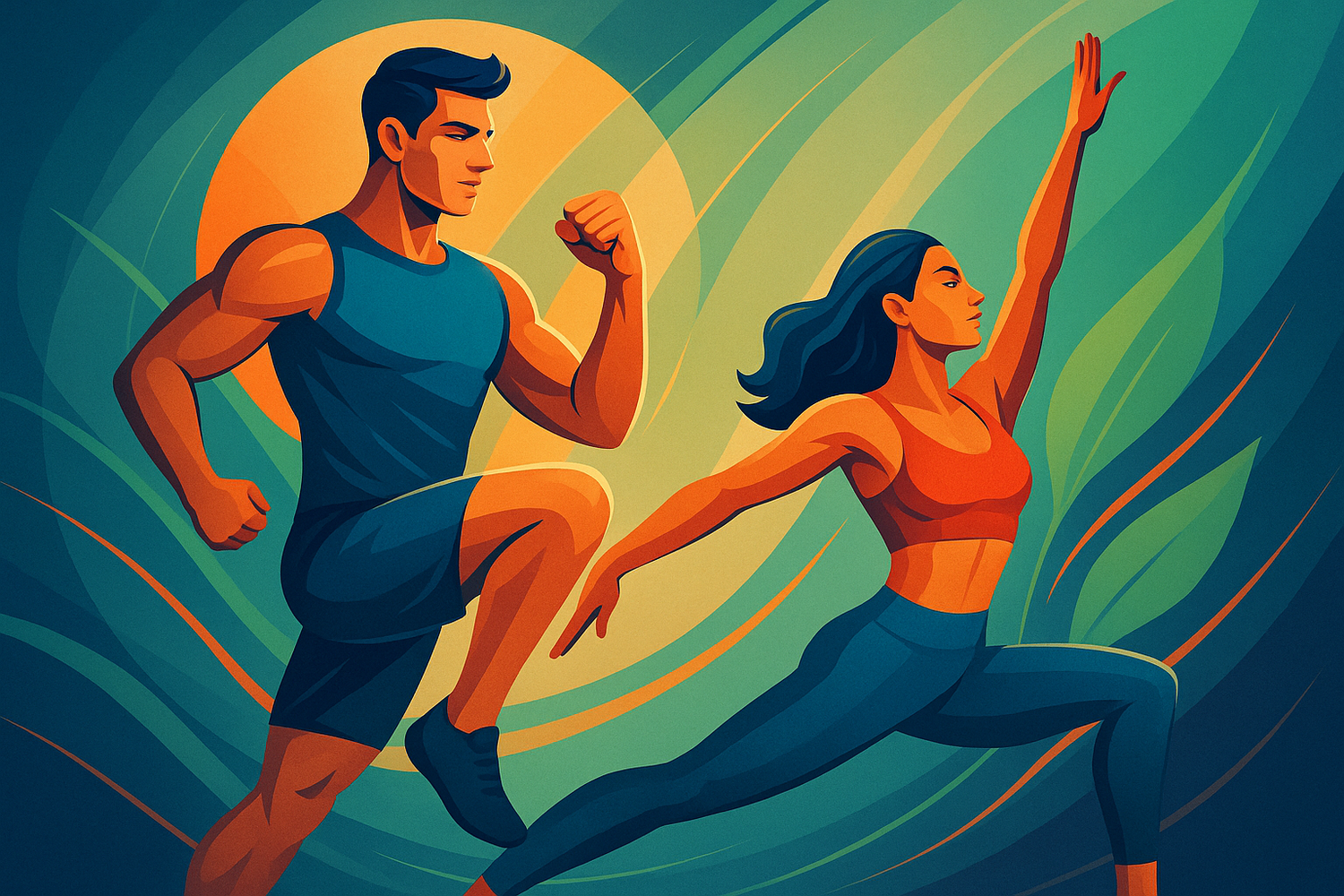 male and female fitness/vitality stylized